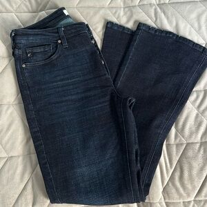 KanCan dark wash petite boot cut/flare jean’s